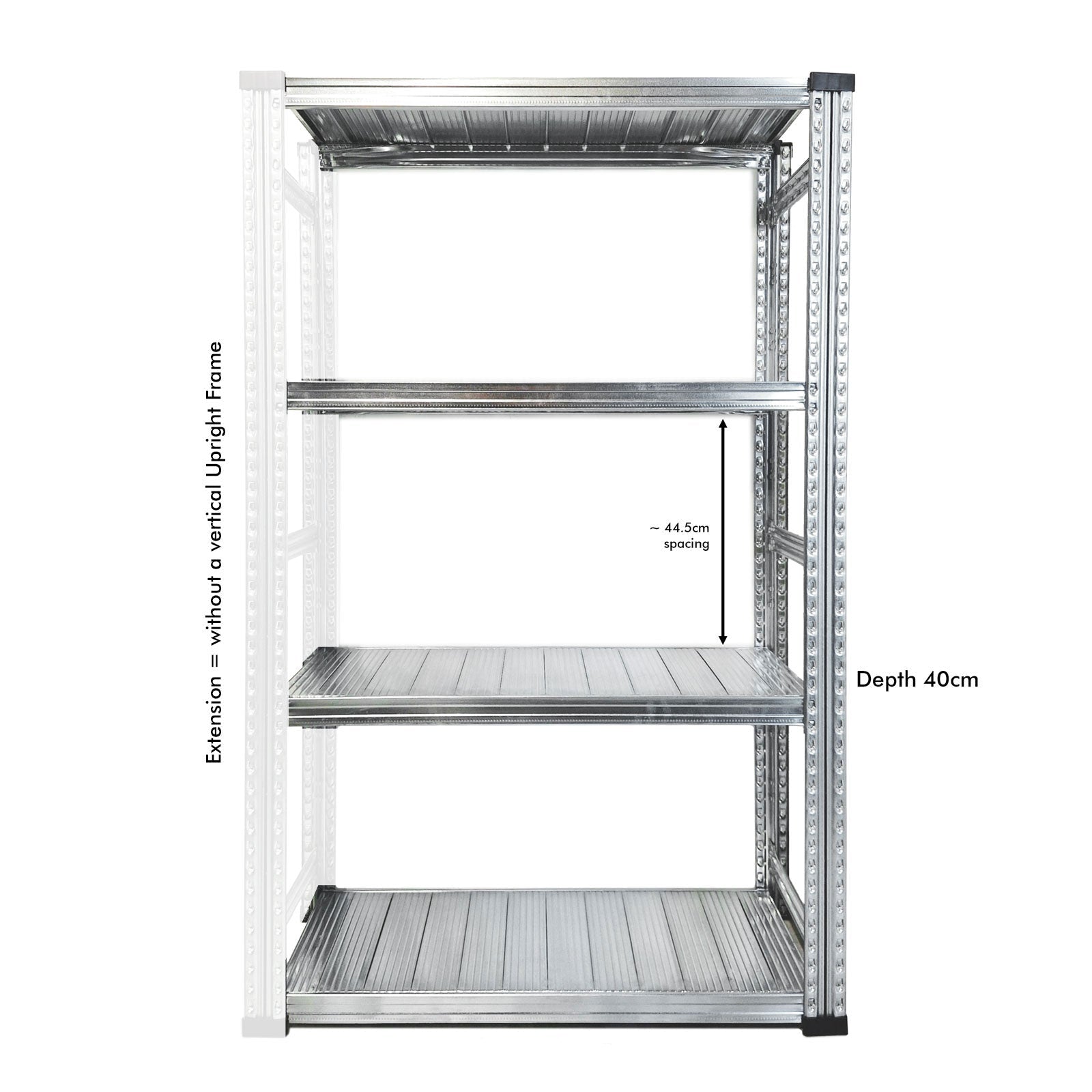 Boltless Storage Rack Extension Lite H158cm Galvanized Steel Silver - SIM WIN LIANG Singapore