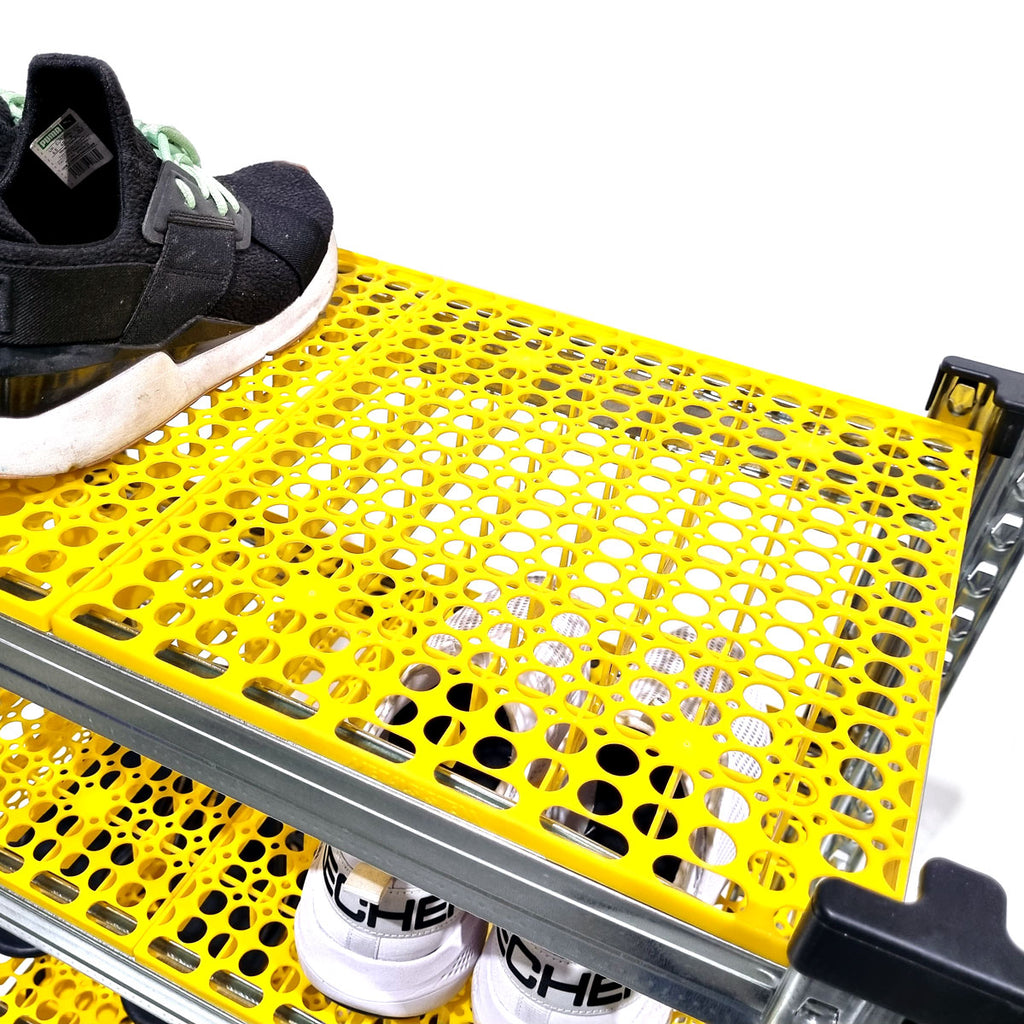 Boltless Shoes Rack with Perforated Plastic Panels | SIM WIN LIANG Singapore