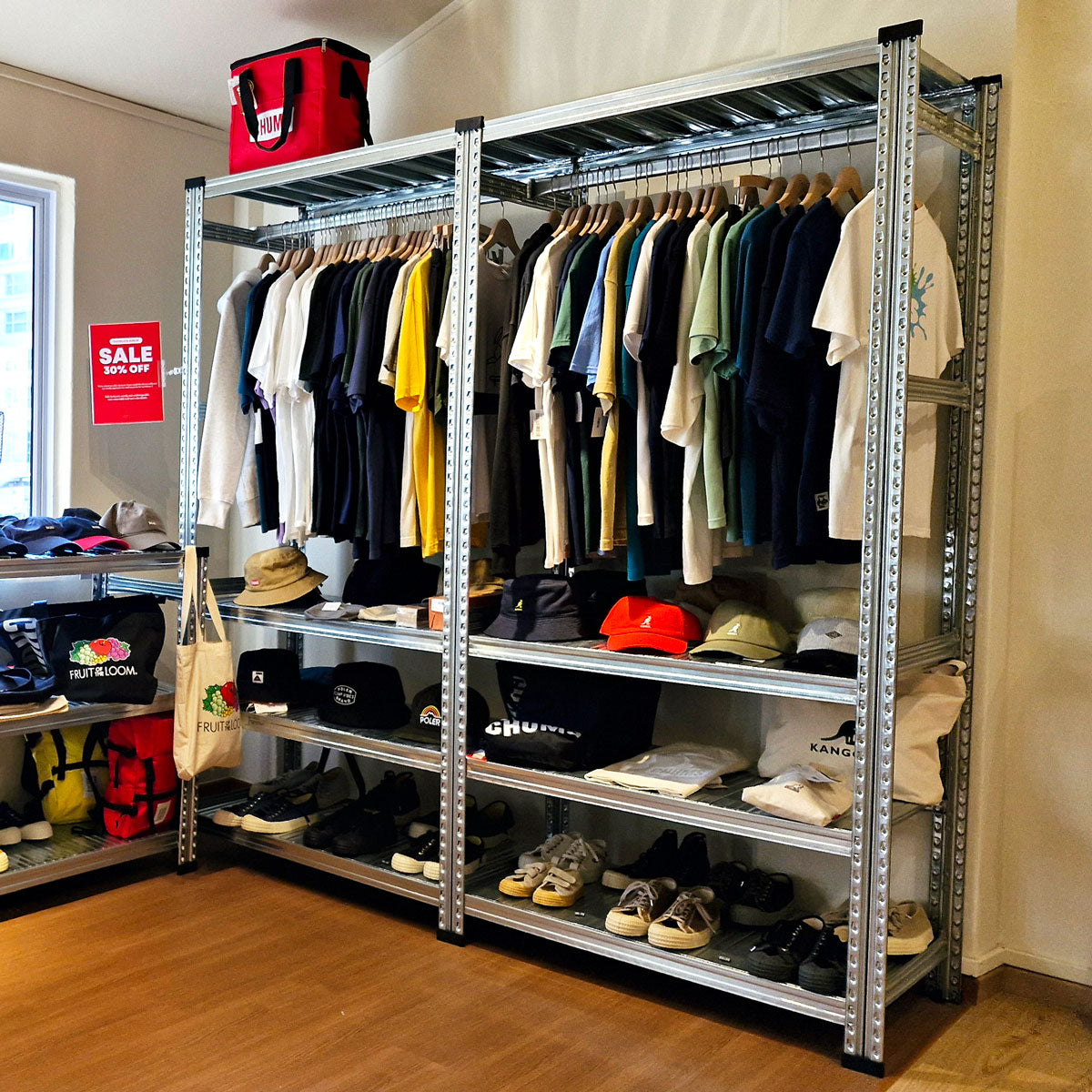 Boltless Clothes Rack, Connected Rack Row, 4 Tiers - SIM WIN LIANG Singapore
