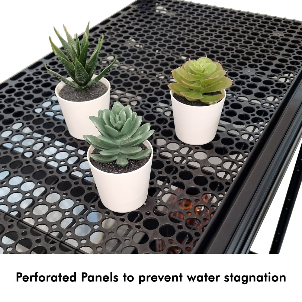 Boltless Plant Rack H92cm with Black Perforated Plastic Panels - SIM WIN LIANG Singapore