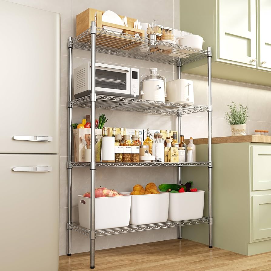 Chrome Wire Shelving Rack 4 Tiers - SIM WIN LIANG Singapore