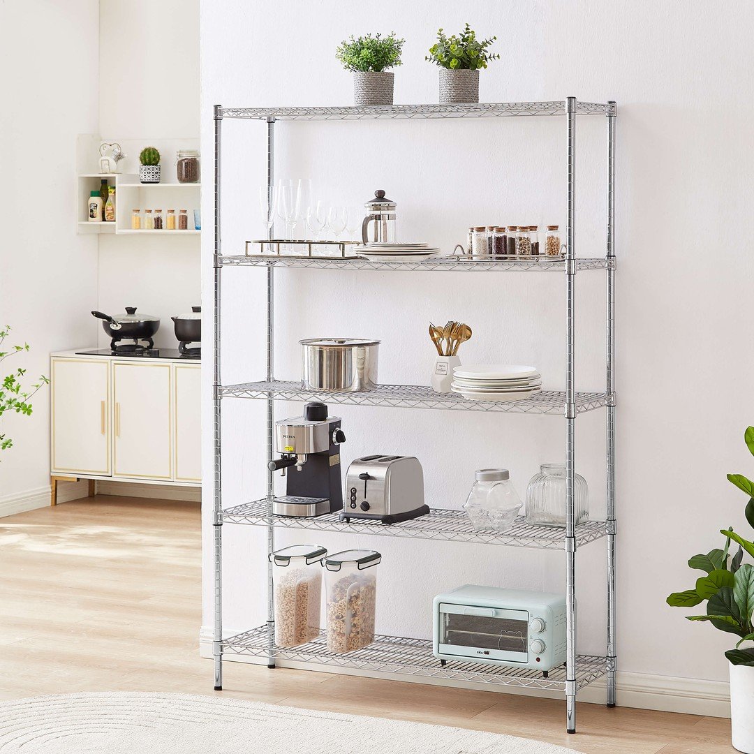 Chrome Wire Shelving Rack 5 Tiers - SIM WIN LIANG Singapore