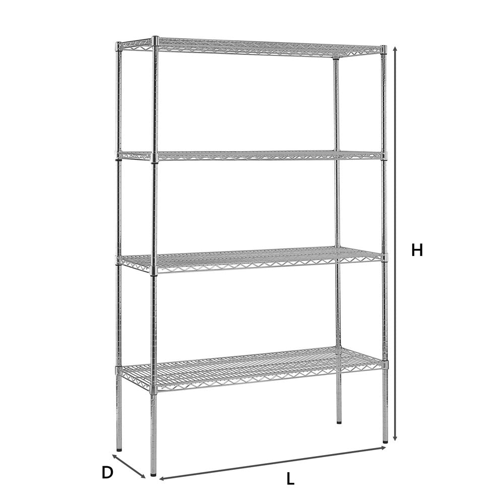Chrome Wire Shelving Rack 4 Tiers Specification Guide - SIM WIN LIANG Singapore